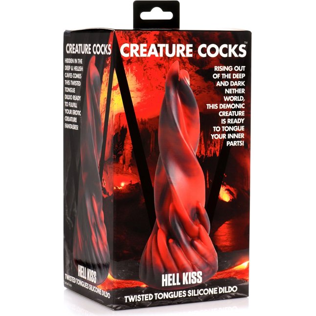 Красно-черный фантазийный фаллоимитатор Hell Kiss Twisted Tongues Silicone Dildo - 18,8 см - Creature Cocks. Фотография 5.