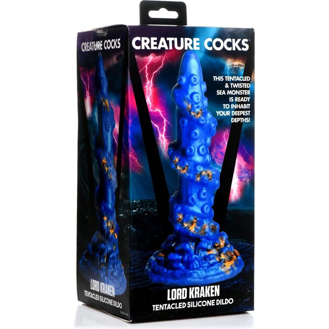 Голубой фантазийный фаллоимитатор Lord Kraken Tentacled Silicone Dildo - 21 см - Creature Cocks. Фотография 5.