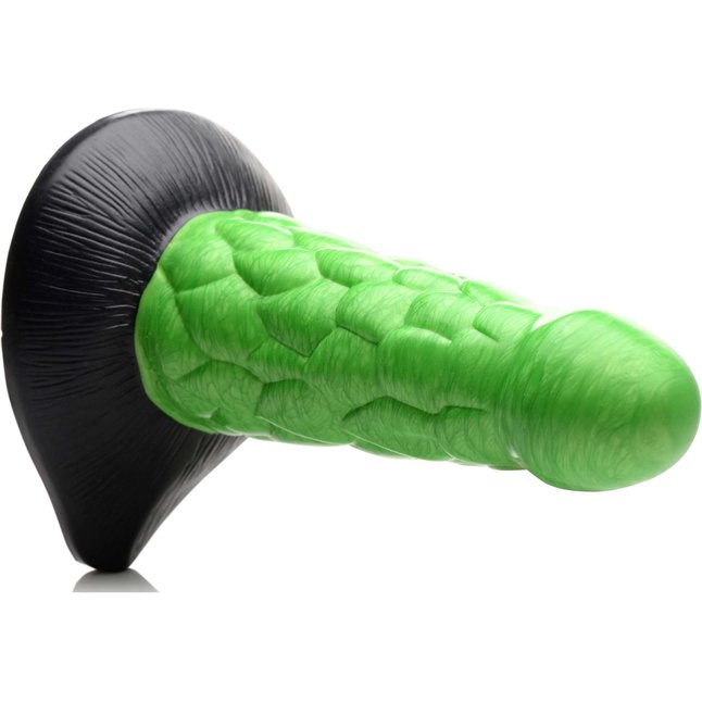 Зеленый фантазийный фаллоимитатор Reptile Thick Scaly Silicone Dildo - 19,1 см - Creature Cocks. Фотография 2.