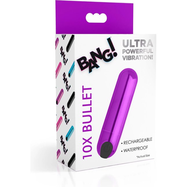 Лиловая вибропуля 10X Rechargeable Vibrating Metallic Bullet - Bang!. Фотография 5.