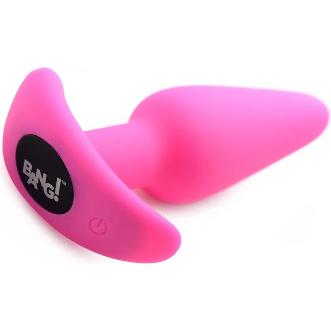 Розовая анальная вибропробка с пультом ДУ 21X Remote Control Vibrating Silicone Butt Plug - 10,4 см - Bang!. Фотография 2.