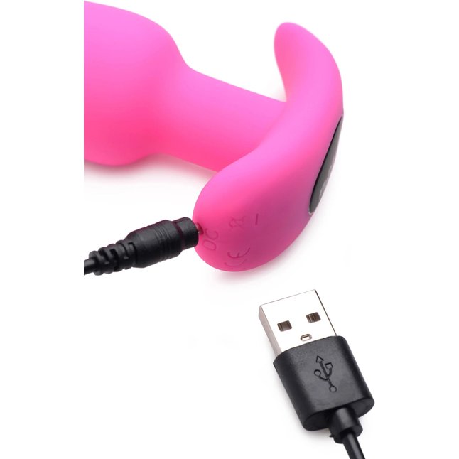 Розовая анальная вибропробка с пультом ДУ 21X Remote Control Vibrating Silicone Butt Plug - 10,4 см - Bang!. Фотография 3.