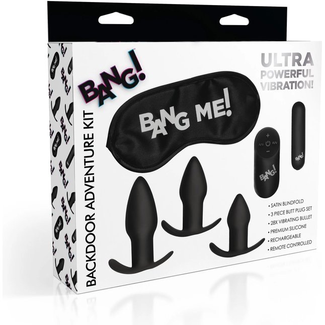 Набор для анальной стимуляции 28X Backdoor Adventure Remote Control 3 Piece Butt Plug Vibe Kit - Bang!. Фотография 2.