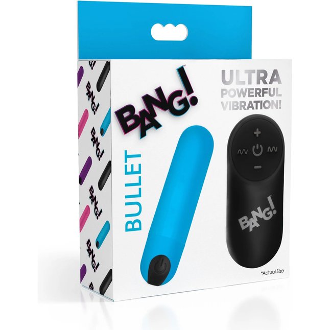 Голубая вибропуля с пультом ДУ 21X Vibrating Bullet with Remote Control - Bang!. Фотография 3.