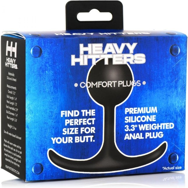 Черная анальная пробка с утяжелением Premium Silicone 3.3 Weighted Round Plug - 8,4 см - Heavy hitters. Фотография 2.