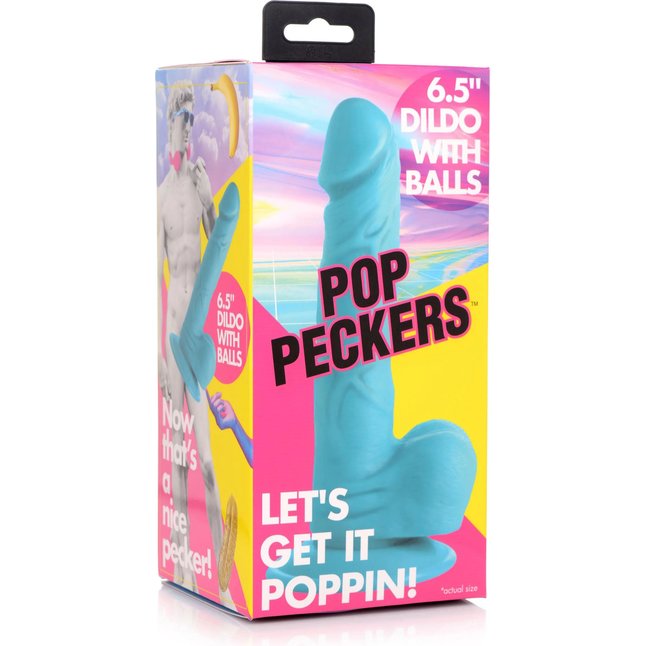 Голубой реалистичный фаллоимитатор на присоске - 19 см - Pop Peckers. Фотография 5.