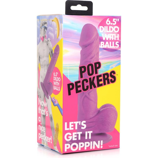 Фиолетовый реалистичный фаллоимитатор на присоске - 19 см - Pop Peckers. Фотография 5.