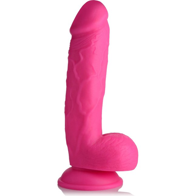 Розовый фаллоимитатор на присоске 8.25 Dildo with Balls - 22,8 см - Pop Peckers