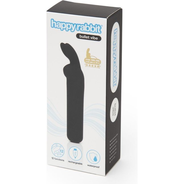 Черная вибропуля с ушками Rechargeable Rabbit Ears Bullet Vibrator. Фотография 4.