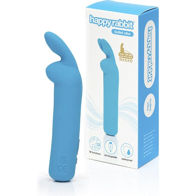 Голубая вибропуля с ушками Rechargeable Rabbit Ears Bullet Vibrator. Фотография 3.