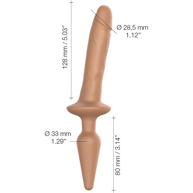 Карамельный двусторонний фаллоимитатор Switch Plug-In Realistic Size S. Фотография 3.