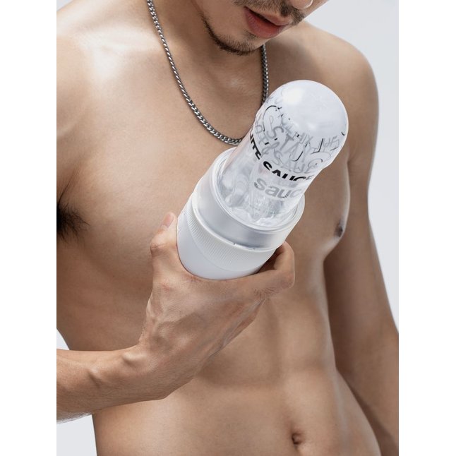 Белый автоматический мастурбатор Extra Sauce. Фотография 6.