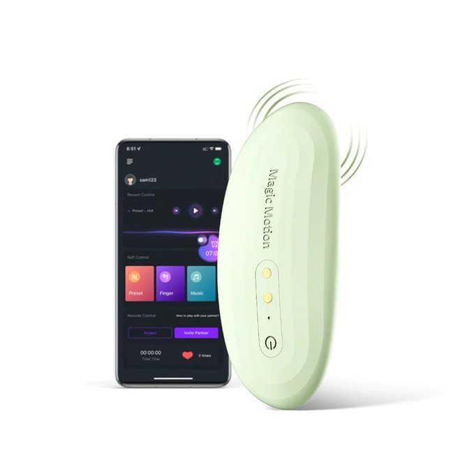 Зеленый вибромассажер в трусики Magic Motion Nyx - 8,8 см