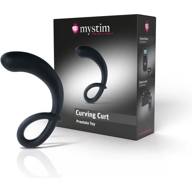Черный массажер простаты Curving Curt - 13 см. Фотография 3.