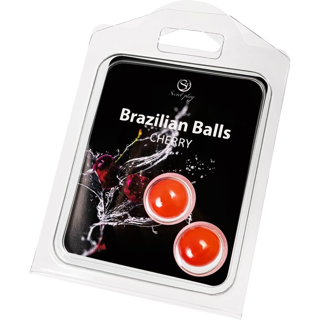 Набор из 2 шариков с массажным маслом Brazilian Balls с ароматом вишни. Фотография 2.