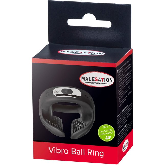 Черное эрекционное виброкольцо для пениса и мошонки Vibro Ball Ring. Фотография 4.