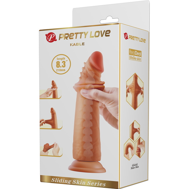Карамельный фаллоимитатор с эффектом скользящей кожи Kable - 21 см - Pretty Love. Фотография 9.