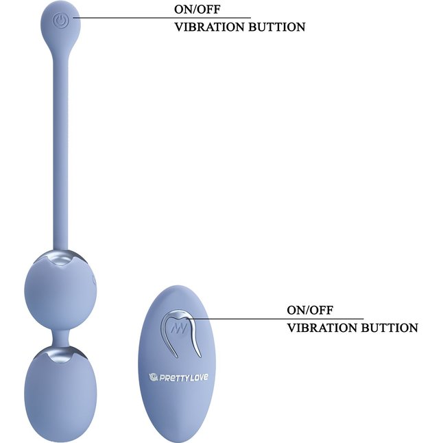 Голубые вагинальные шарики Willie с вибрацией и пультом ДУ - Pretty Love. Фотография 7.