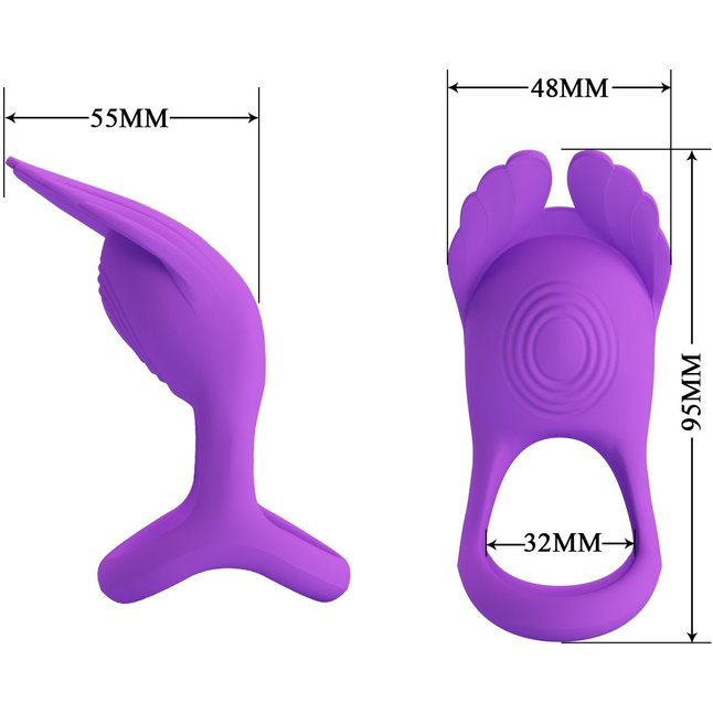 Фиолетовое перезаряжаемое виброкольцо на пенис Silas - Pretty Love. Фотография 7.