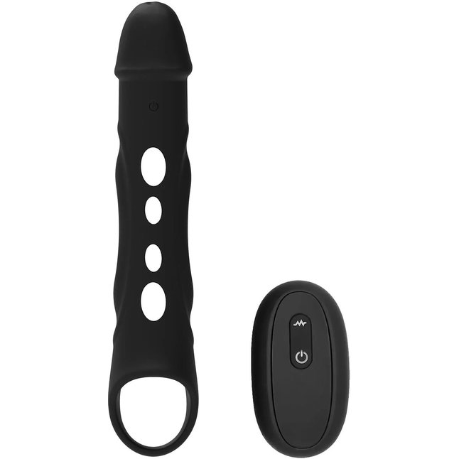 Черная насадка-удлинитель Vibrating Extender With Remote с вибрацией - Ramrod