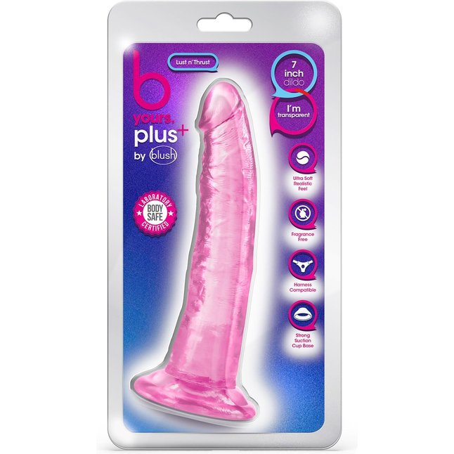 Розовый фаллоимитатор Lust N’ Thrust - 20,5 см - B Yours Plus. Фотография 2.