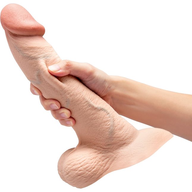 Телесный анальный фаллоимитатор Slipskin 10’’ Curved - 25 см. Фотография 5.