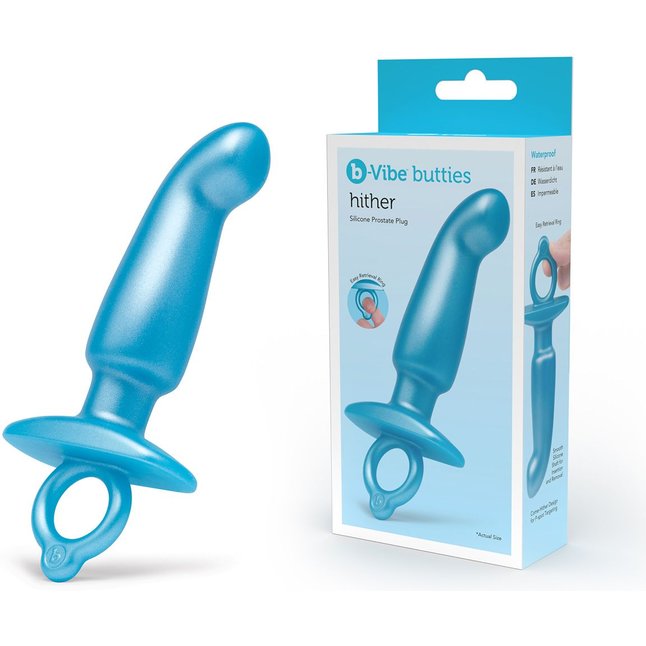 Голубая анальная пробка для массажа простаты Hither Silicone Prostate Plug - 14,3 см. Фотография 2.