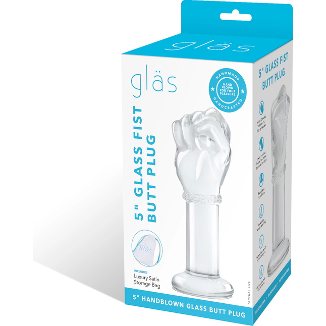 Стеклянный плаг в форме сжатой в кулак руки 5’’ Glass Fist Butt Plug - 13 см. Фотография 7.