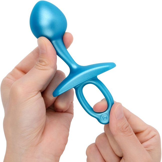 Голубая анальная пробка для массажа простаты Bulb Silicone Prostate Plug - 10,7 см. Фотография 5.