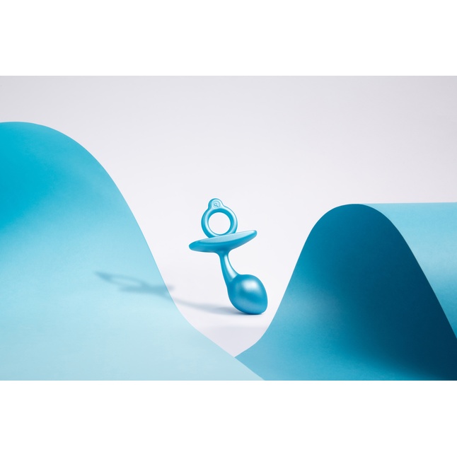 Голубая анальная пробка для массажа простаты Bulb Silicone Prostate Plug - 10,7 см. Фотография 8.