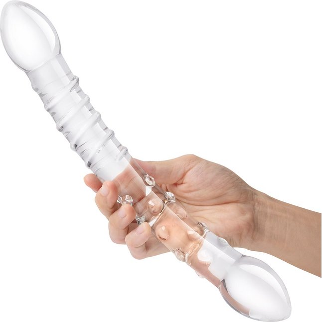 Двусторонний стеклянный фаллоимитатор 12’’ Girthy Double Trouble Glass Dildo - 30 см. Фотография 4.