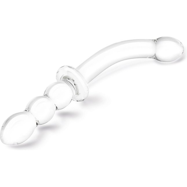 Изогнутый стеклянный фаллоимитатор 12’’ Girthy Ribbed G-Spot Glass Dildo With Handle Grip Double Ended - 30 см. Фотография 3.