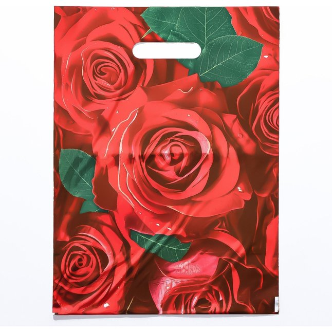 Пакет с цветочным принтом и вырубной ручкой (30х40 см)