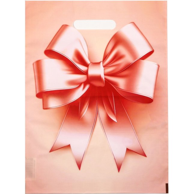 Пакет с принтом в виде банта с вырубной ручкой (30х40 см)