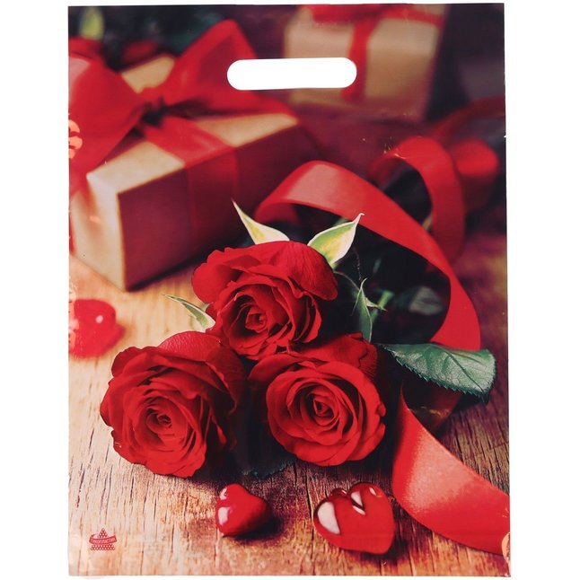Пакет с принтом в виде роз (31х40 см)