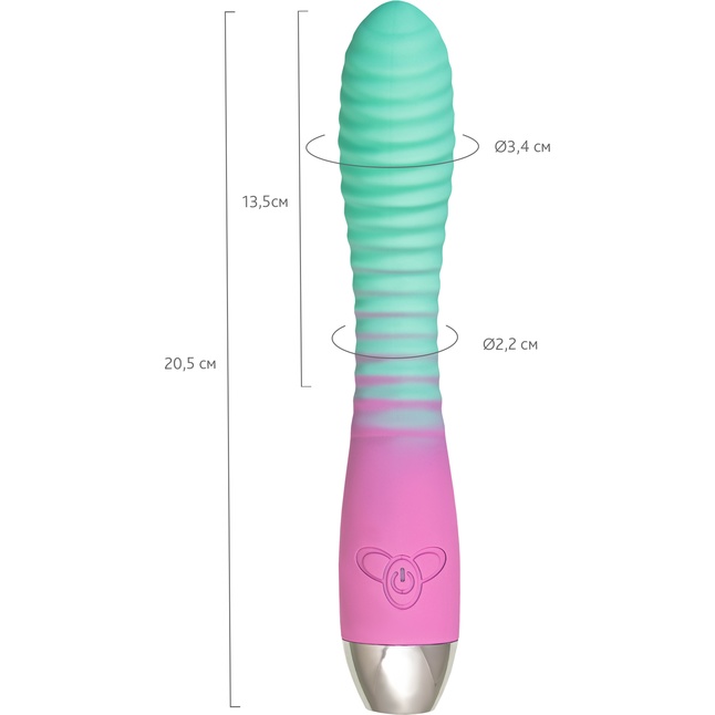 Мятно-розовый вибратор с изогнутой головкой Azalia - 20,5 см - Flovetta. Фотография 4.