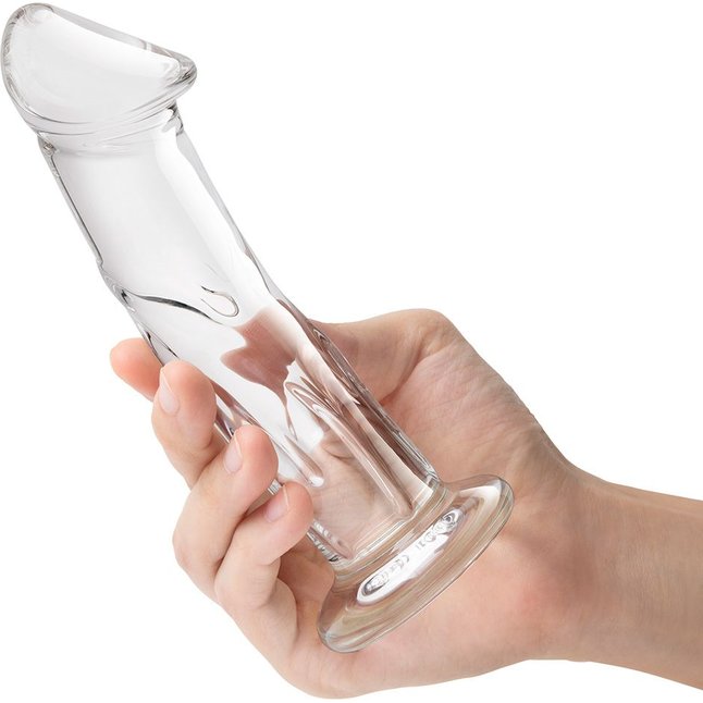 Прозрачный стеклянный фаллоимитатор 6’’ Glass Dildo With Veins Flat Base - 15,2 см. Фотография 3.