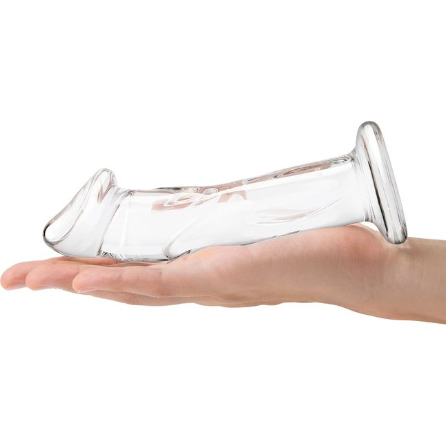 Прозрачный стеклянный фаллоимитатор 6’’ Glass Dildo With Veins Flat Base - 15,2 см. Фотография 4.