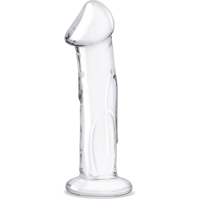 Прозрачный стеклянный фаллоимитатор 6’’ Glass Dildo With Veins Flat Base - 15,2 см