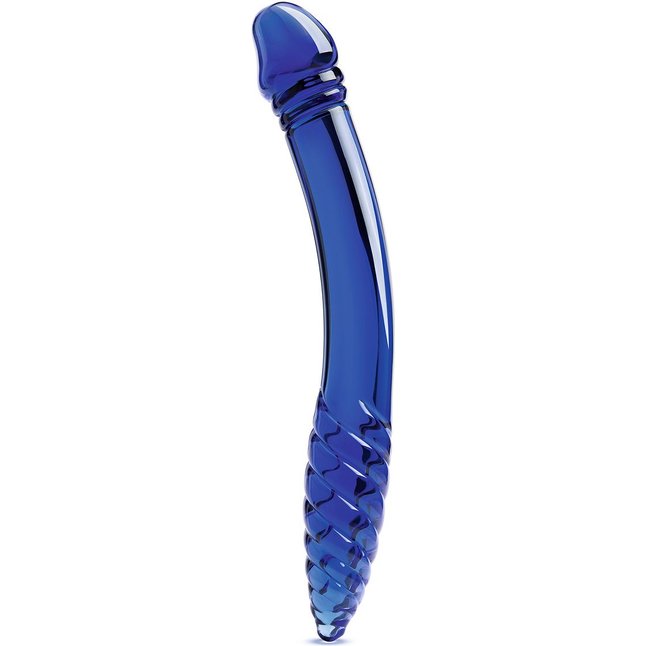 Синий двусторонний стеклянный стимулятор 11’’ Double-sided Glass Dildo For G-Spot P-Spot Stimulation - 28 см