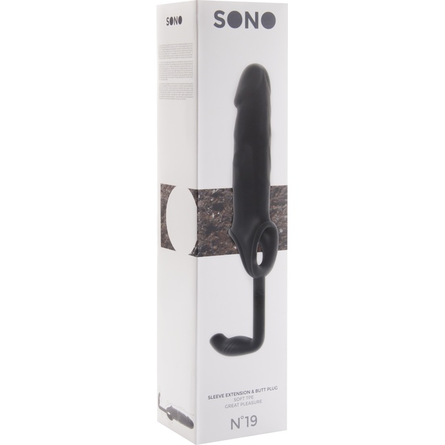 Чёрная насадка на пенис с анальным стимулятором SONO №19 - Sono. Фотография 2.