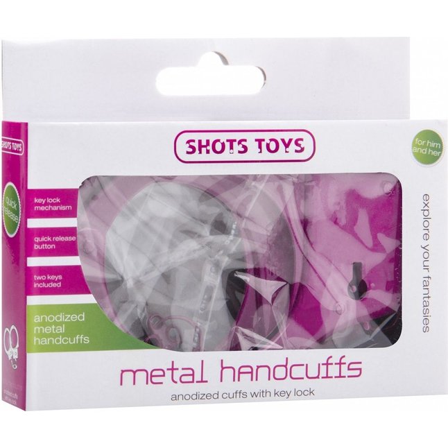 Розовые металлические наручники SHOTS TOYS Pink - Shots Toys. Фотография 2.