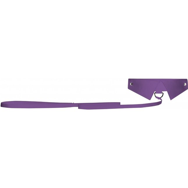 Фиолетовый кожаный воротник с поводком Purple OUCH! - GC   . Фотография 3.