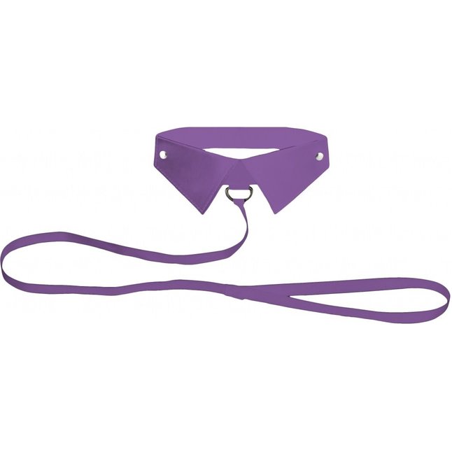 Фиолетовый кожаный воротник с поводком Purple OUCH! - GC   