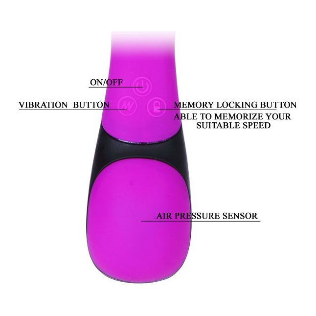 Водонепронецаемый фиолетовый вибромассажёр с технологией Air Pressure - 21 см - Pretty Love. Фотография 3.