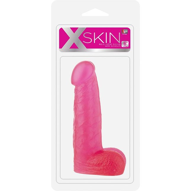 Розовый фаллоимитатор XSKIN 6 PVC DONG - 15,2 см - X-Skin. Фотография 2.