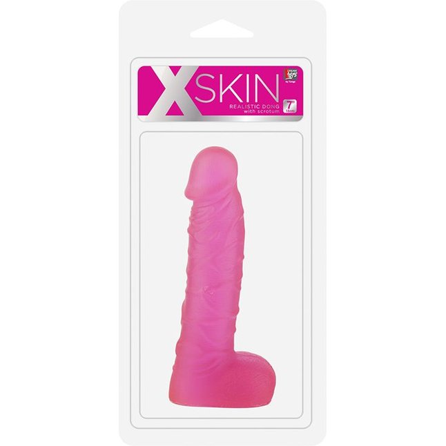 Розовый фаллоимитатор XSKIN 7 PVC DONG TRANSPARENT PINK - 18 см - X-Skin. Фотография 3.