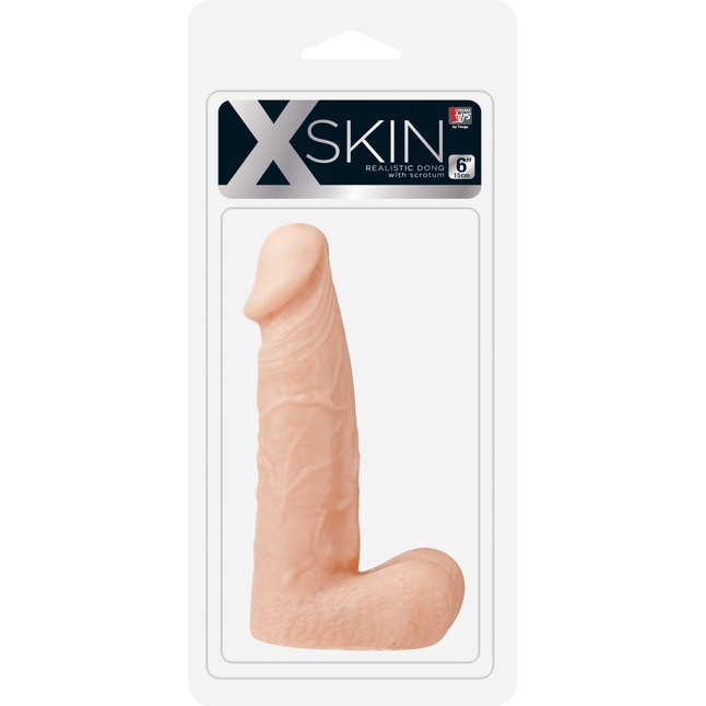 Телесный фаллоимитатор XSKIN 6 PVC DONG FLESH - 15,2 см - X-Skin. Фотография 2.