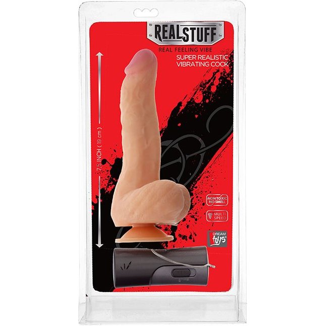 Реалистичный вибромассажёр REALSTUFF 7.5INCH VIBRATOR - 19 см - RealStuff. Фотография 2.