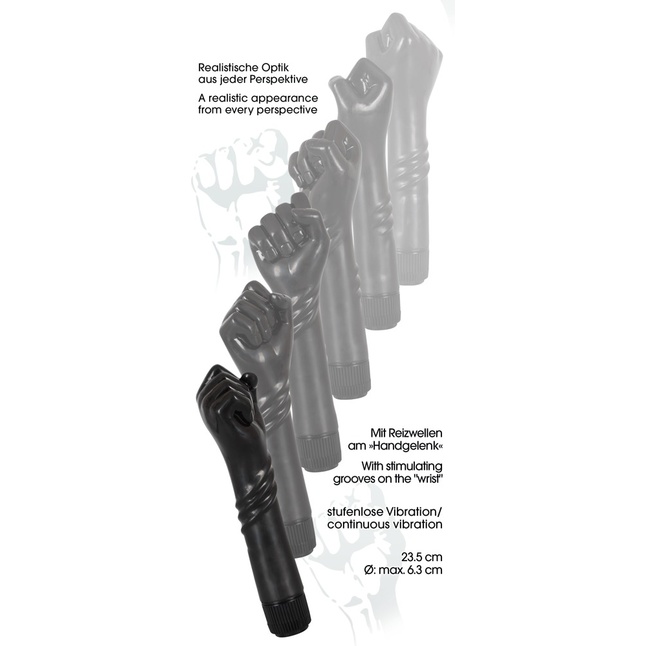 Чёрный вибратор-рука для фистинга The Black Fist Vibrator - 24 см - You2Toys. Фотография 8.